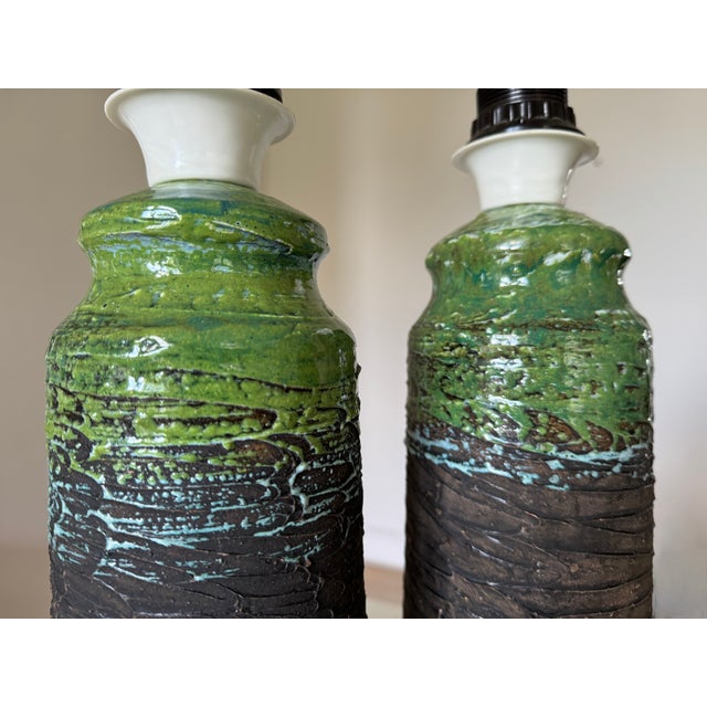 Mid-Century Modern Swedish Ceramic Table Lamps from Tilgmans, 1960s, Set of 2 For Sale - Image 3 of 9
