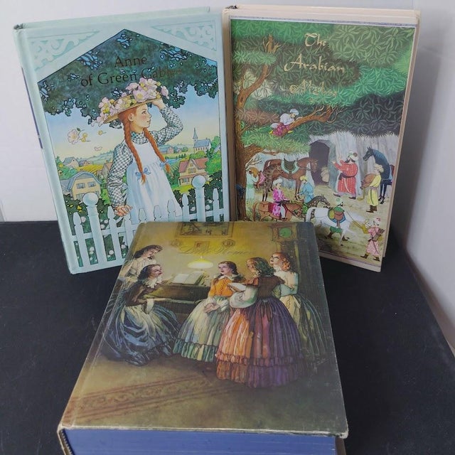 Illustration Vintage Decorative Book Gift Set: Illustrated Junior Classics, Arabian Nights, Little Women, Anne of Green Gables -Set of 3 For Sale - Image 3 of 7
