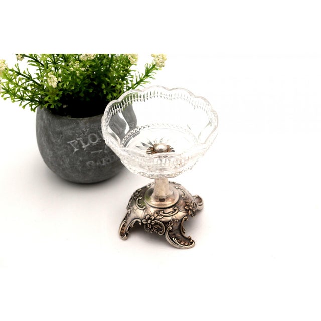 Cut Glass Candy Box with Silver Base and Floral Reliefs For Sale - Image 6 of 6