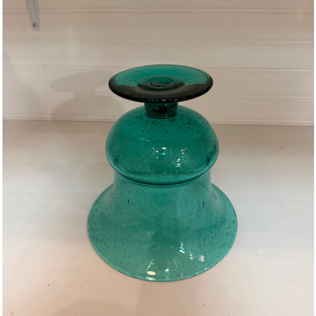 Mid-Century Modern Blenko Teal Vase For Sale - Image 3 of 5