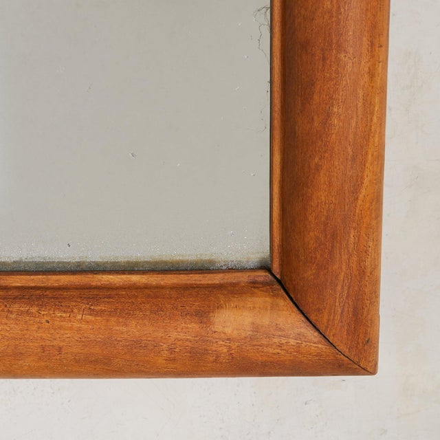 1950s Italian Horizontal Rectangular Wall Mirror with Chamfered Wood Frame, 1950s For Sale - Image 5 of 10