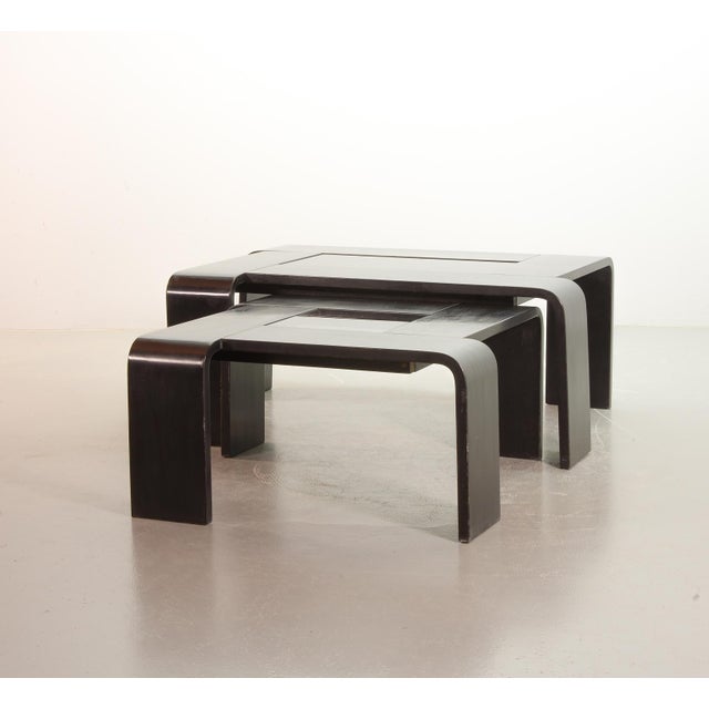 Wood Rectangular Black Lacquered Plywood Coffee Table with Smoked Glass Panel by Åke Fribyter, 1970s For Sale - Image 7 of 16