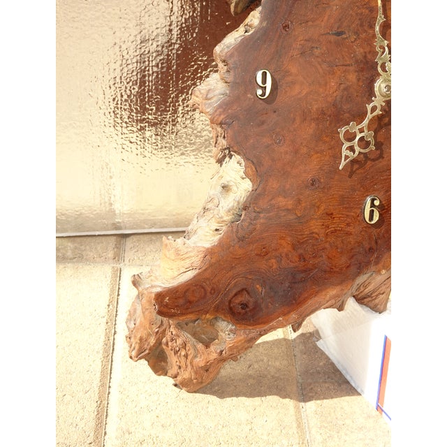 Vintage Live Edge Burl Redwood Wall Clock For Sale - Image 12 of 15