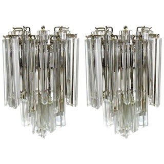 Venini Italian Triedi Glass Wall Sconces - a Pair