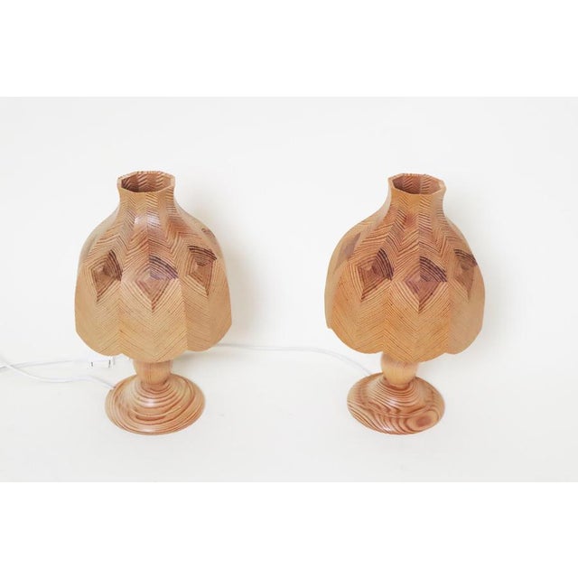 Wood Swedish Table Lamps in Pinewood, 1980s, Set of 2 For Sale - Image 7 of 16