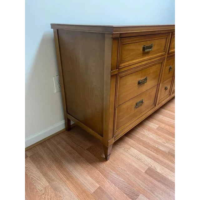 Drexel Furniture Neoclassical Style Cherry Dresser With Mirror, 1969s For Sale - Image 11 of 12