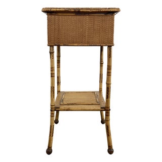 Antique Scorched Bamboo Sewing Table For Sale