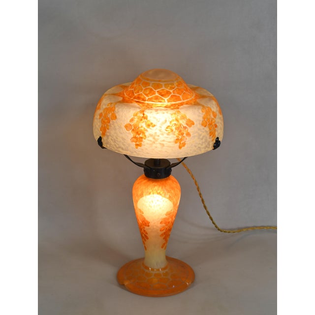 Art Deco French Art Deco Lamp by Le Verre Francais Schneider - Cameo 1925 France For Sale - Image 3 of 12