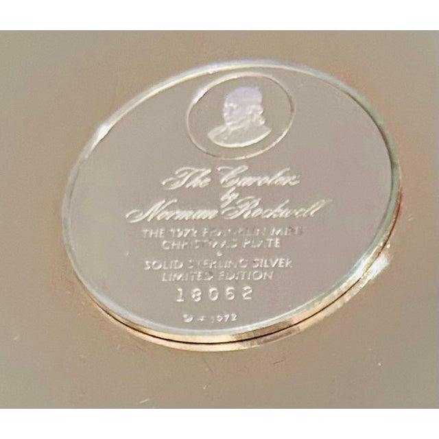1970s 1972 "The Carolers" Plate by Norman Rockwell "Sterling Silver" Franklin Mint For Sale - Image 5 of 11