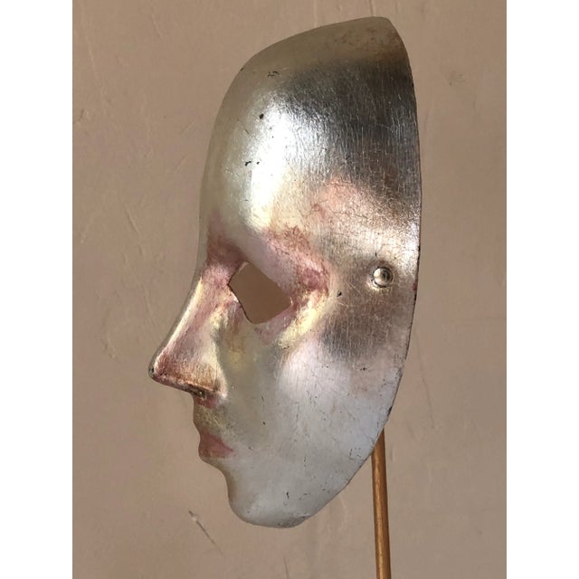 Italian Paper-Maché Mask on Custom Stand For Sale - Image 4 of 9