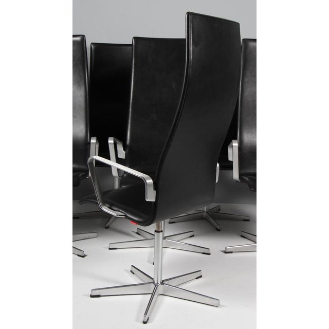 Animal Skin Oxford Highback Chairs attributed to Arne Jacobsen, 2008, Set of 8 For Sale - Image 7 of 11