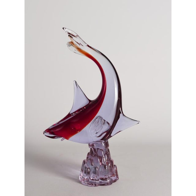 Purple Hand-Blown Purple and Red Murano Glass Fish Sculpture, Italy, 1970s For Sale - Image 8 of 16