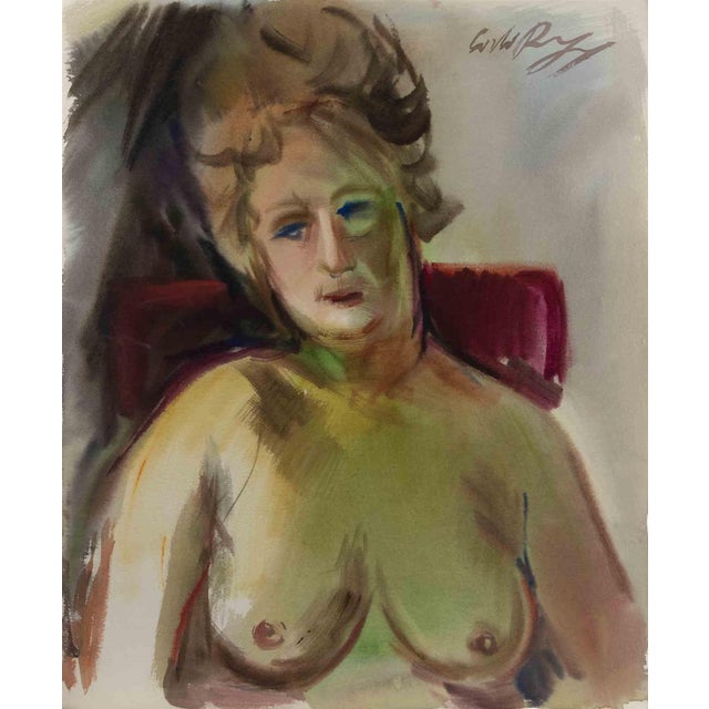 Carlo Ravagnan, Nude, Watercolor, 1960s For Sale