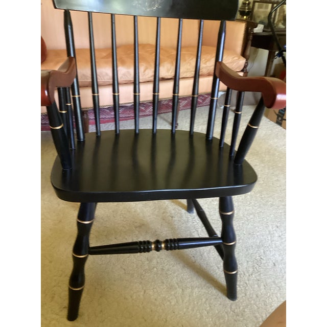 Black 1980s American Traditional Vtg. Umkc Medical School Solid Wood Captains Chair For Sale - Image 8 of 9