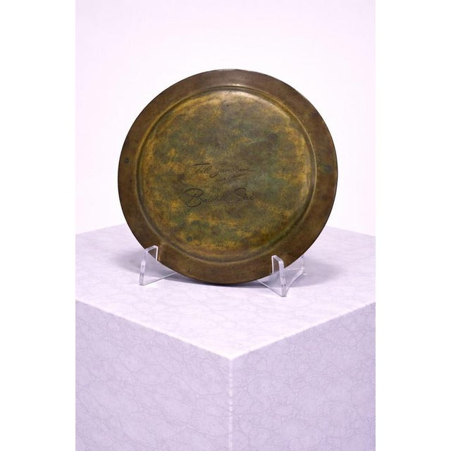 Metal Art Deco Bronze Presentation Plate attributed to Sune Bäckström, Sweden, 1930s For Sale - Image 7 of 8