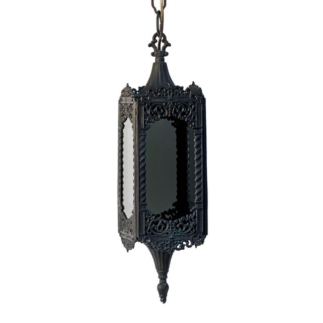 Black Mid 20th Century Black Hanging Lanterns a Pair For Sale - Image 8 of 11