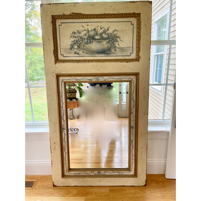 Large Habersham French Style Hand Painted Trumeau Wall Mirror Chairish