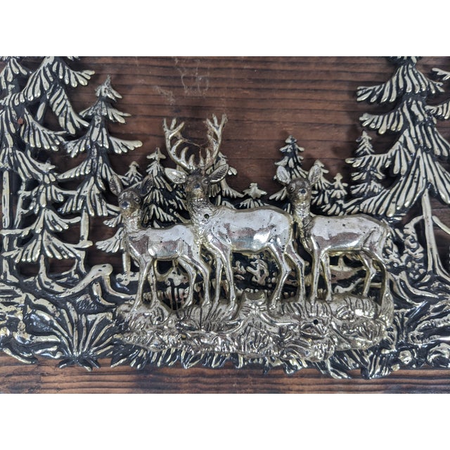 Charming vintage woodland wall plaque featuring a richly dimensional forest scene mounted on a rustic wood panel. Three...