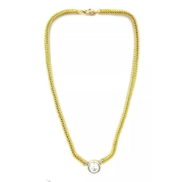 Diamond Solitaire Pendant GIA Gold Necklace 3.03ct E SI1 18k Yellow Spiga Chain For Sale In Miami - Image 6 of 10