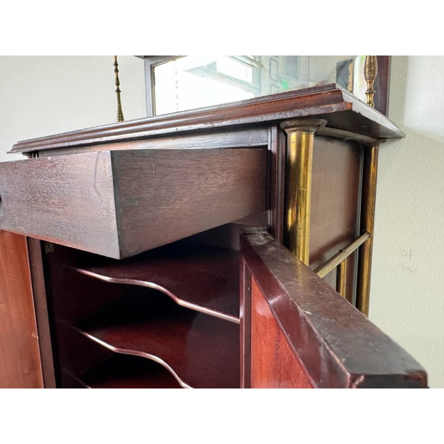 Wood 1900's Antique English Mahogany Brass Framed Music Cabinet/ Sold For Sale - Image 7 of 12
