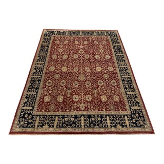 1990s Handmade Pak Persian Rust Red/Navy Floral Wool Rug 9x12 For Sale