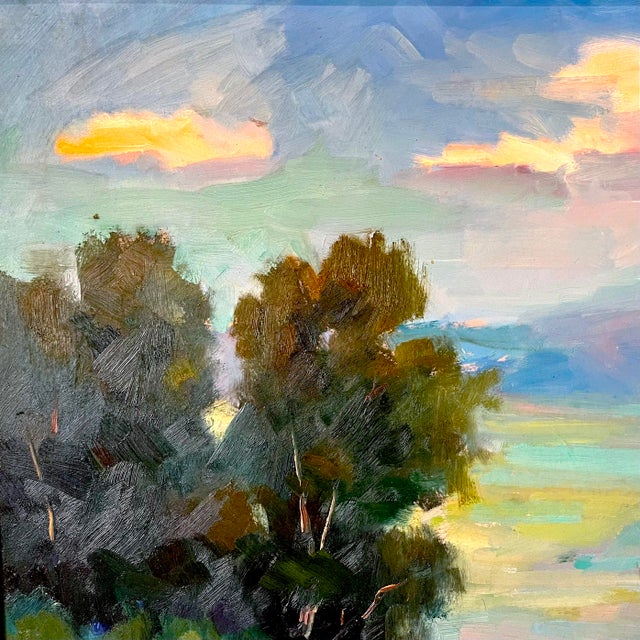 Modern South Pasadena San Gabriel Mountains Plein Air Painting by Paul Casebeer, 1980's For Sale - Image 3 of 12