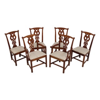 Stickley Set of 6 Cherry Chippendale Style Dining Chairs For Sale
