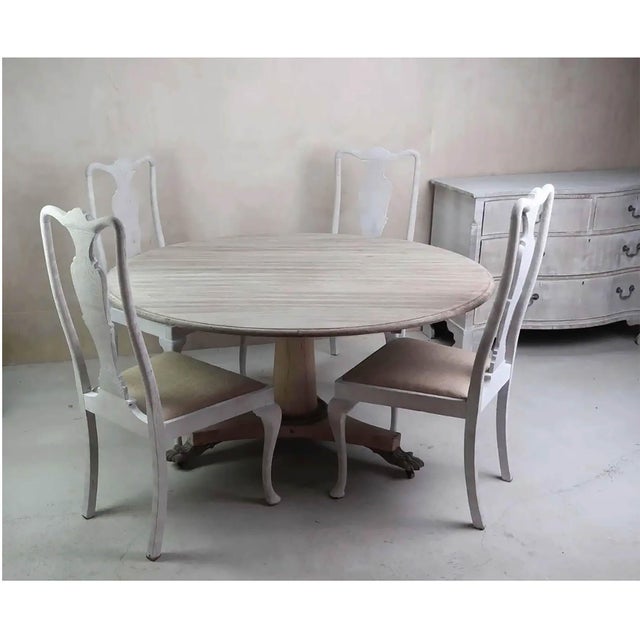 Antique English Chippendale Style Dining Chairs in Limed Oak, 1880, Set of 4 For Sale - Image 3 of 12