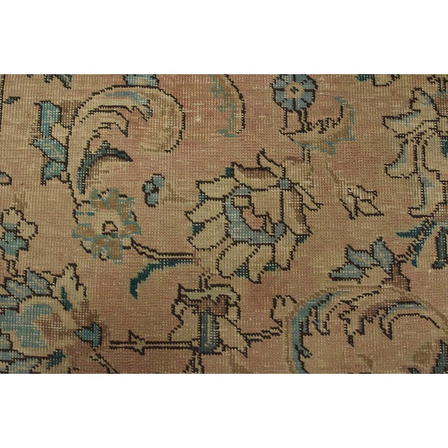 Tabriz Rug 6’4” X 9’9” Pink Wool Vintage Distressed Hand-Knotted Carpet For Sale - Image 10 of 15