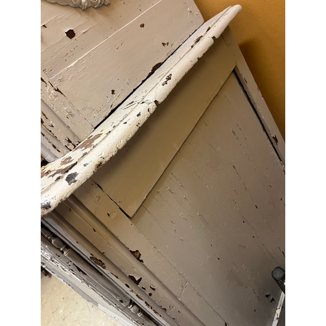 Late 19th Century Late 19th Century Painted French 2 Piece Cabinet. Cabinet Has Pegs That Go in to Bottom Piece For Sale - Image 5 of 9