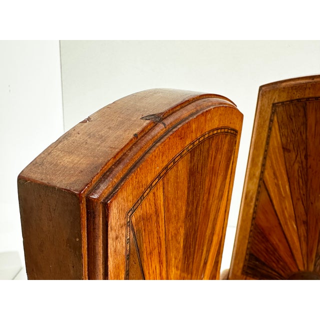 Vintage Art Deco Wooden Bookends with Sunburst Inlays, Germany, 1930s, Set of 2 For Sale - Image 12 of 16