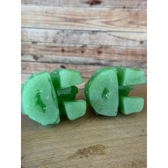 Pair of Vintage Chinese Style Faux Jade Foo Dog Guardian Statues For Sale In Naples, FL - Image 6 of 8