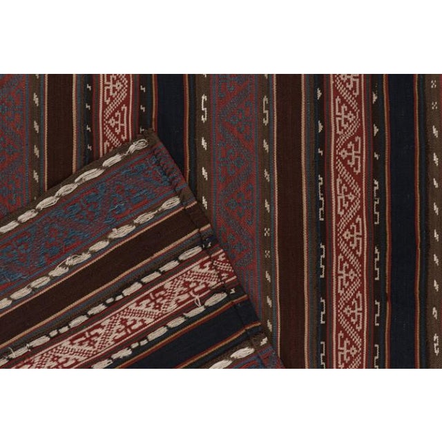 Textile 1950s Vintage Persian Jajim Kilim in Red, Blue & Brown Patterns by Rug & Kilim For Sale - Image 7 of 7
