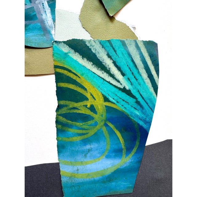 Blue "Cut to the Feeling 1" Original Framed Collage on Paper by Zac Woodiel For Sale - Image 8 of 12