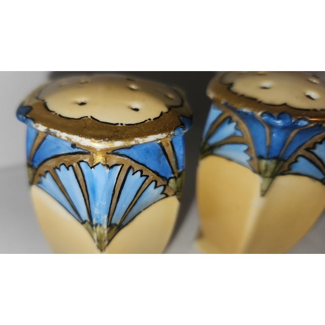 1900s Art Noveau Hand Painted Bluebell Salt & Pepper Shakers by Moritz Zdekauer, Austria For Sale - Image 11 of 17