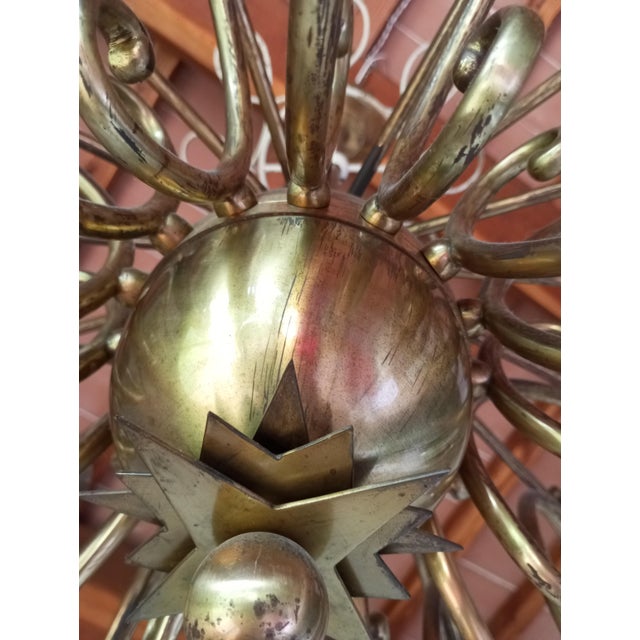 Brass 16-Light Chandelier with Colored Metal Lamp Holder, 1950s For Sale - Image 15 of 18
