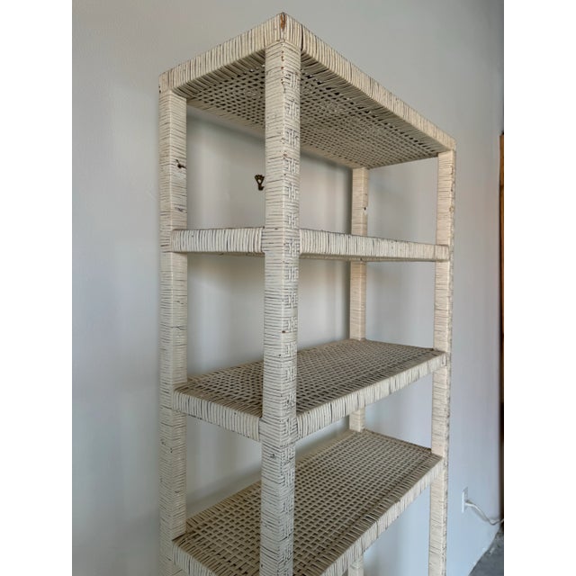 70's Vintage Coastal Wrapped Rattan Six - Tier Etagere For Sale - Image 12 of 12