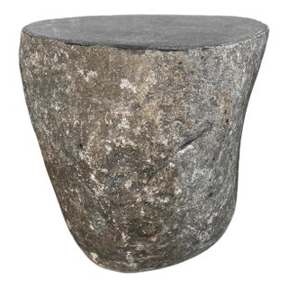 Vintage Rustic Outdoor Boulder Stool Side Table For Sale