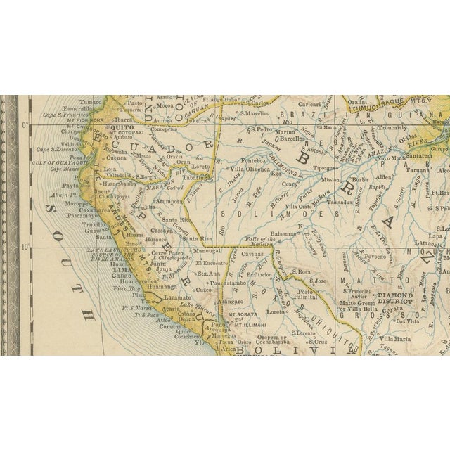 Antique South America Map by Rand McNally, 1888 For Sale - Image 6 of 9