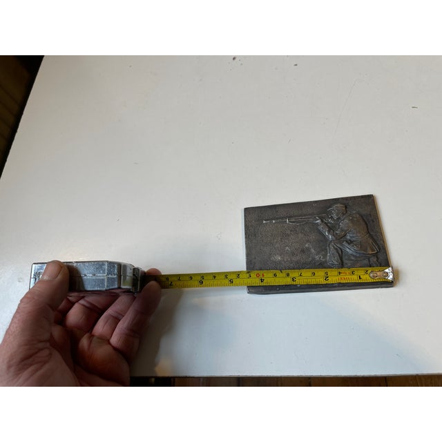 Metal Antique Plaquette in Silvered Bronze, 1890s For Sale - Image 7 of 9