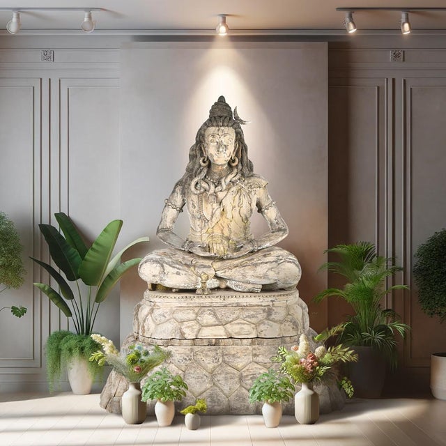 Large Shiva Sculpture in Wood For Sale - Image 4 of 15