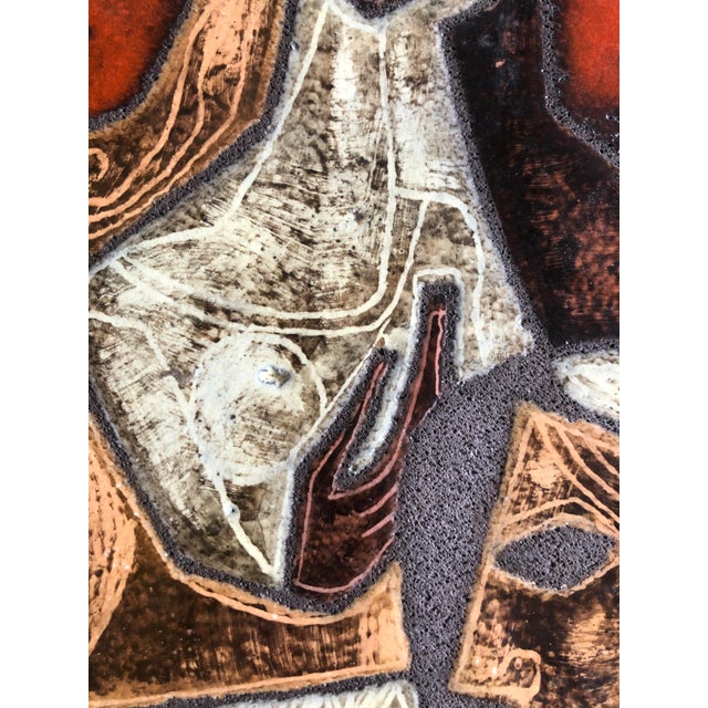 Enameled Lava Wall Plaque by Jean Jaffeux, 1960s For Sale - Image 4 of 8