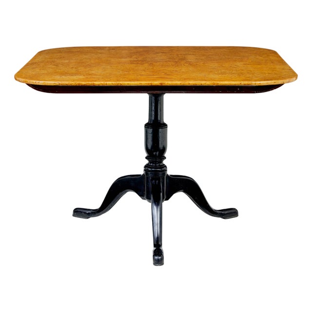 Antique Swedish Burr Birch Tripod Table, 1860 For Sale