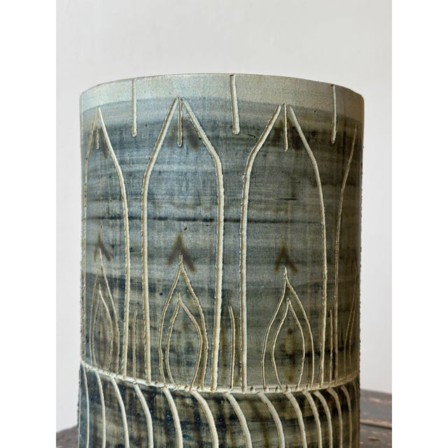 Ceramic Rare Vintage Large-Scale Puerto Rican Pottery Corp. Glazed Vessel With Incised Motifs, Circa 1950s For Sale - Image 7 of 12