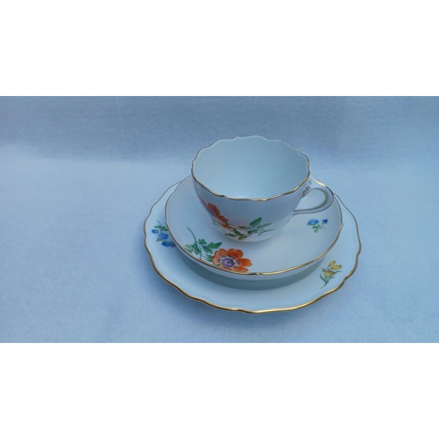 Vintage Porcelain Coffee Tea Trio in Red Anemone from Meissen, 1970s, Set of 3 For Sale - Image 14 of 16