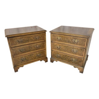 Georgian Style Burl Wood Side Chests a Pair For Sale