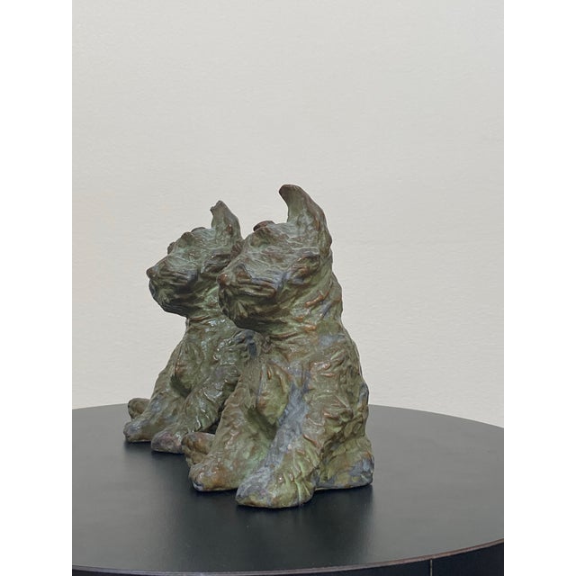 1932 McClelland Barclay Bronze Scottish Terrier Bookends Pair For Sale - Image 4 of 12