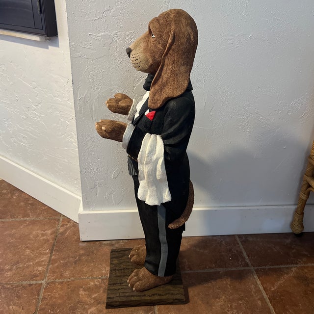 Late 20th Century Vintage Basset Hound Butler Statue For Sale - Image 5 of 11