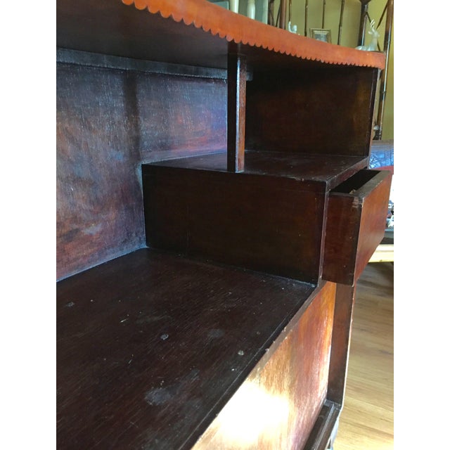 Chestnut Hand Tooled Leather Bar With Intricate Floral Design, Made in Peru For Sale - Image 8 of 9