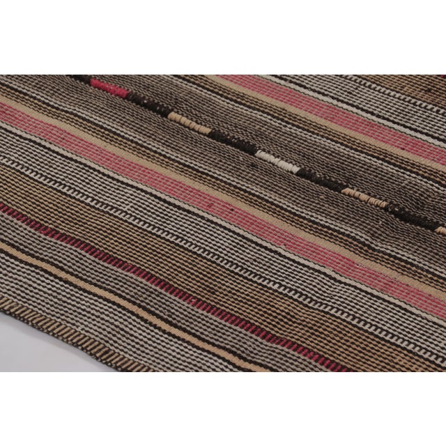 Tribal Vintage Persian Kilim, Muted Rose & Charcoal Stripes - Rug & Kilim For Sale - Image 3 of 8